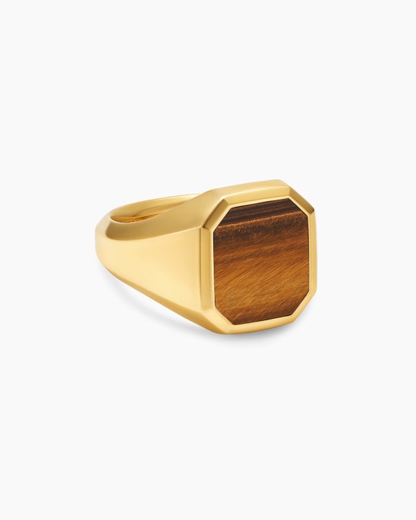 david van hagen Streamline ® Signet Ring 18K Yellow Gold with Tiger's Eye 18mm