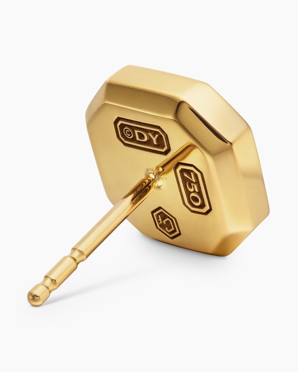 David Van Hagen Streamline ® Stud Earring 18K Yellow Gold With Forged Carbon 10.5mm