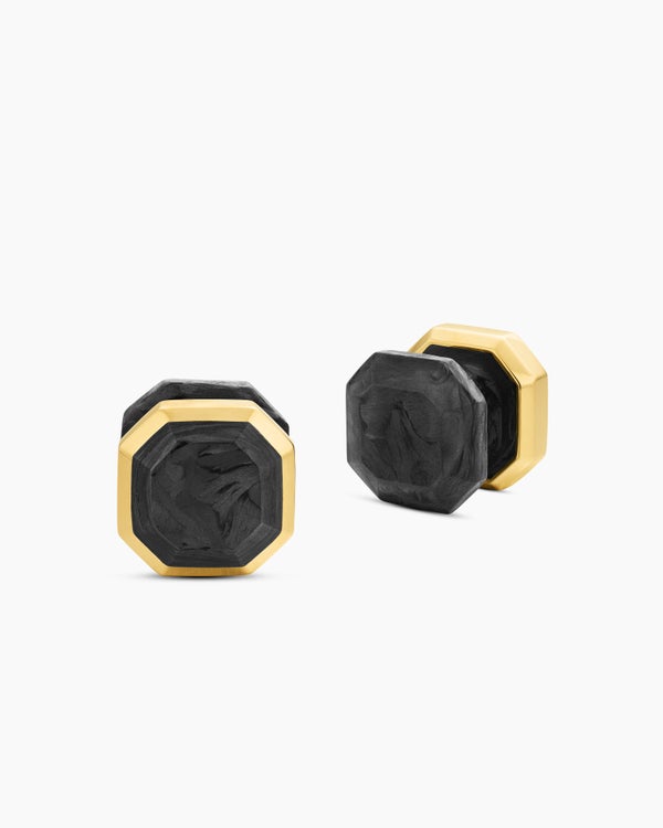 David Van Hagen Streamline ® Tuxedo Studs 18K Yellow Gold With Forged Carbon 10.8mm