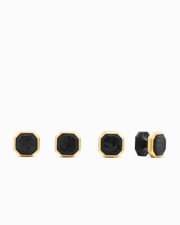 david van hagen Streamline ® Tuxedo Studs 18K Yellow Gold with Forged Carbon 10.8mm