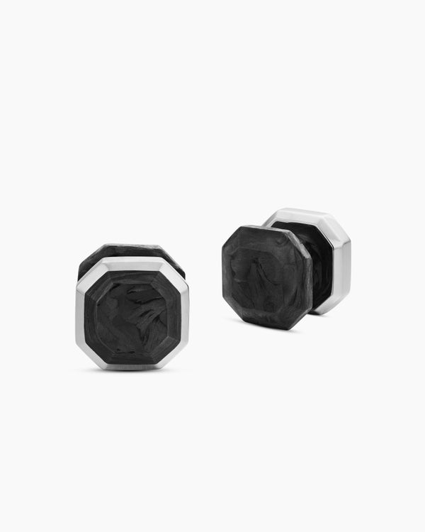 David Van Hagen Streamline ® Tuxedo Studs Sterling Silver With Forged Carbon 10.8mm