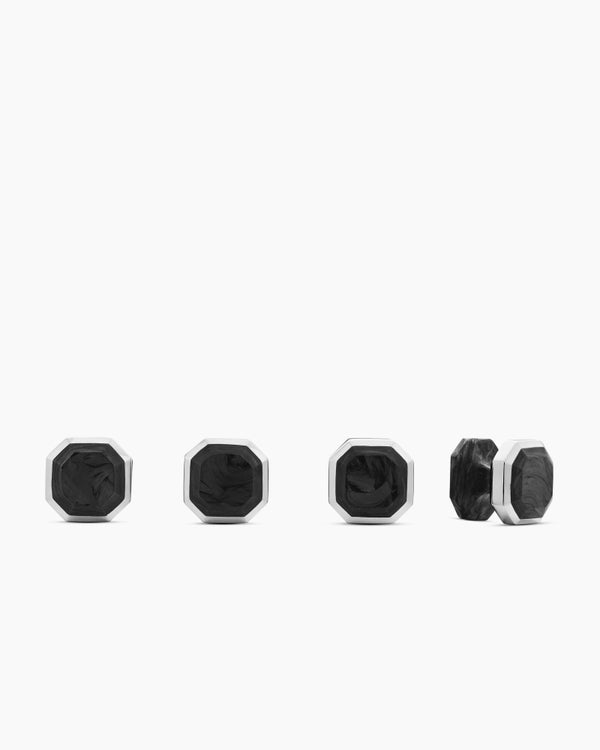 david van hagen Streamline ® Tuxedo Studs Sterling Silver with Forged Carbon 10.8mm
