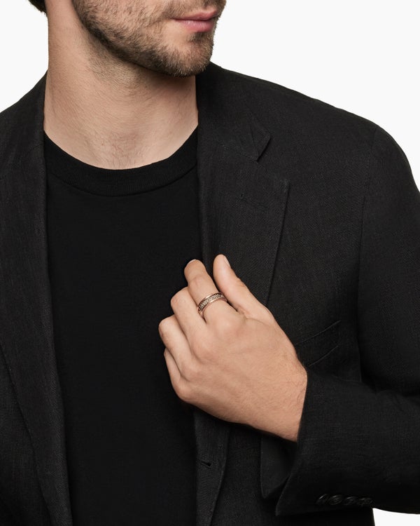 David Van Hagen Streamline ® Two Row Band Ring 18K Rose Gold With Cognac Diamonds 6.5mm