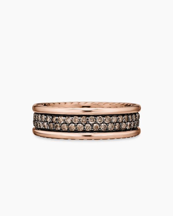 david van hagen Streamline ® Two Row Band Ring 18K Rose Gold with Cognac Diamonds 6.5mm