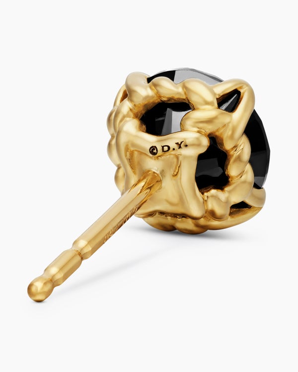 David Van Hagen Stud Earring 18K Yellow Gold With Black Diamond 7mm