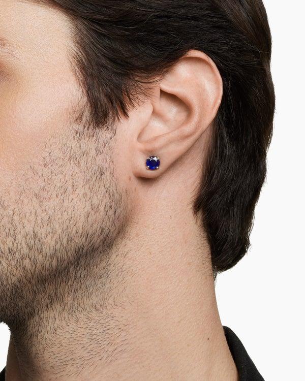 David Van Hagen Stud Earring Sterling Silver With Sapphire 7mm
