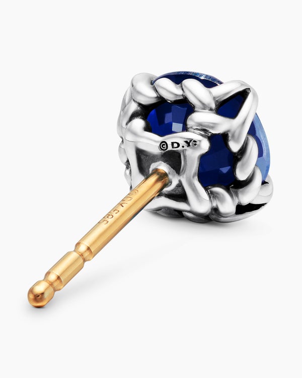 David Van Hagen Stud Earring Sterling Silver With Sapphire 7mm