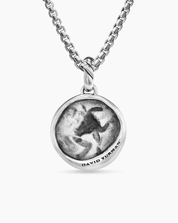 David Van Hagen Taurus Amulet Sterling Silver With 18K Yellow Gold And Diamonds 19mm