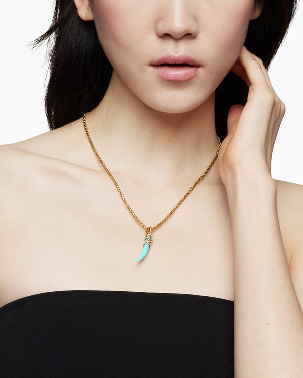 David Van Hagen Tusk Amulet Amazonite And 18K Yellow Gold 31mm