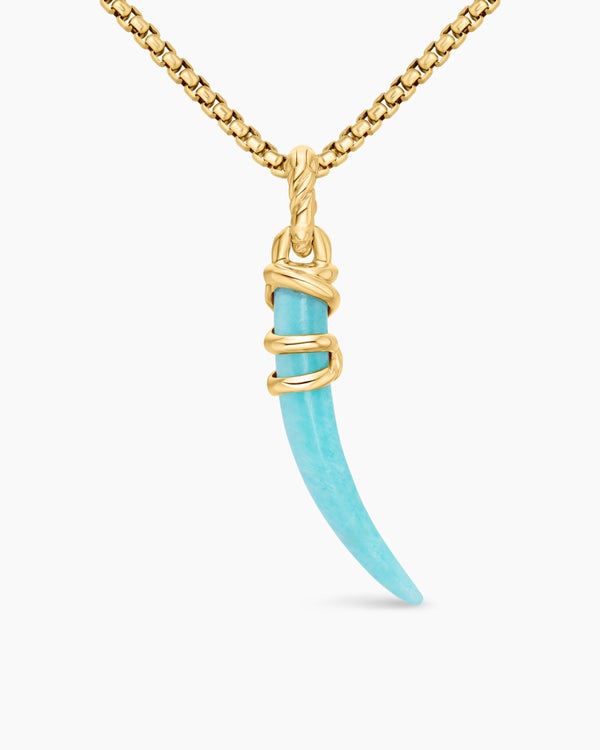David Van Hagen Tusk Amulet Amazonite And 18K Yellow Gold 31mm