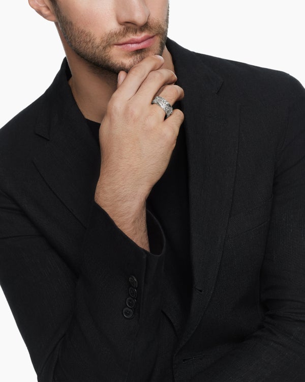 David Van Hagen Waves Band Ring Sterling Silver 10.5mm