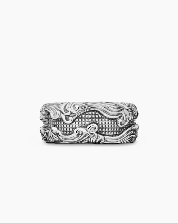 David Van Hagen Waves Band Ring Sterling Silver 10.5mm