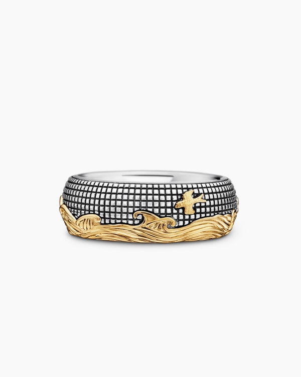 david van hagen Waves Band Ring Sterling Silver with 18K Yellow Gold 8.7mm