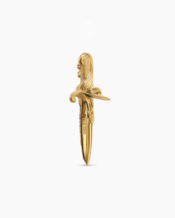 David Van Hagen Waves Dagger Lapel Pin 18K Yellow Gold With Cognac Diamonds 30mm