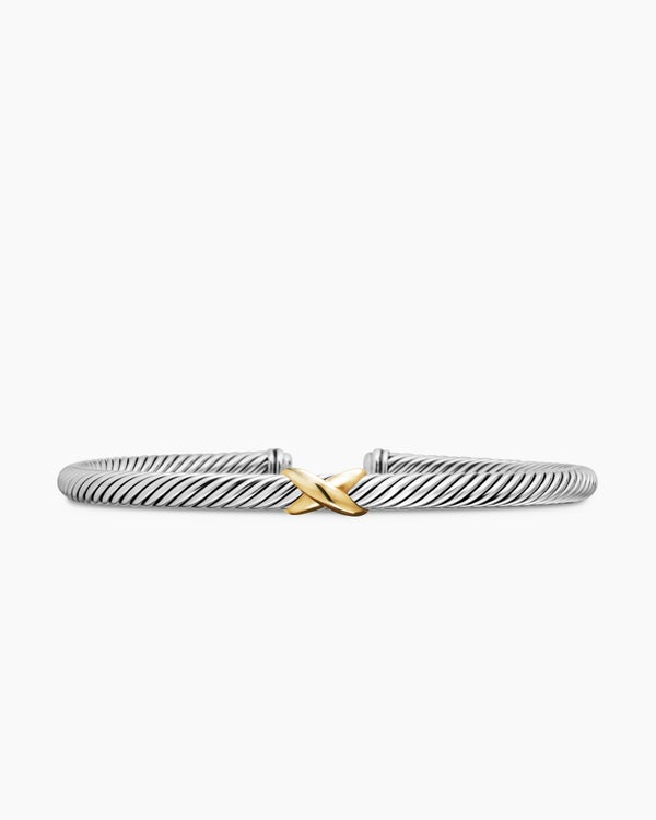 david van hagen X Classic Cable Station Bracelet Sterling Silver with 18K Yellow Gold 4mm