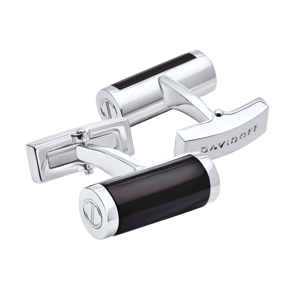 davidoff ESSENTIALS Cufflinks Barrel - Rhodium / Black