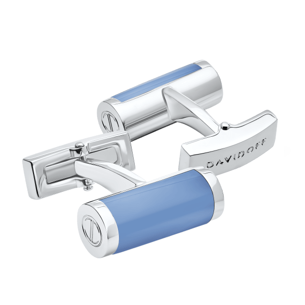 davidoff ESSENTIALS Cufflinks Barrel - Rhodium / Blue