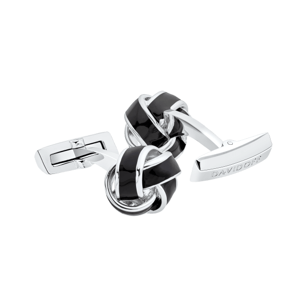 davidoff ESSENTIALS Cufflinks Knot - Rhodium / Black