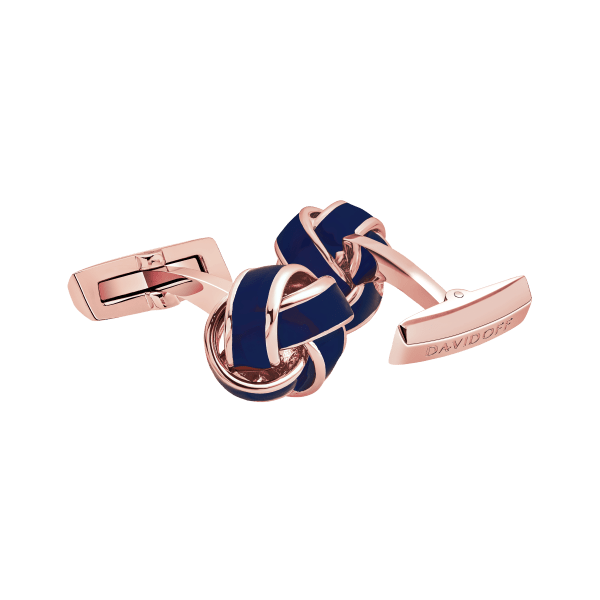 davidoff ESSENTIALS Cufflinks Knot - Rose Gold / Blue