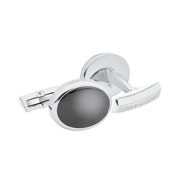 davidoff ESSENTIALS Cufflinks Oval - Rhodium / Black