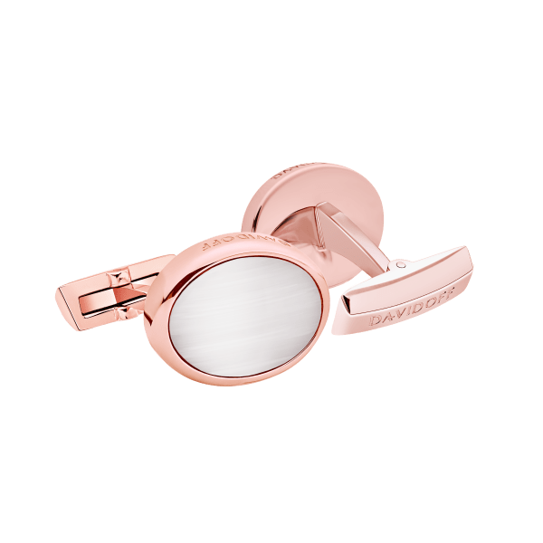davidoff ESSENTIALS Cufflinks Oval - Rose Gold / White