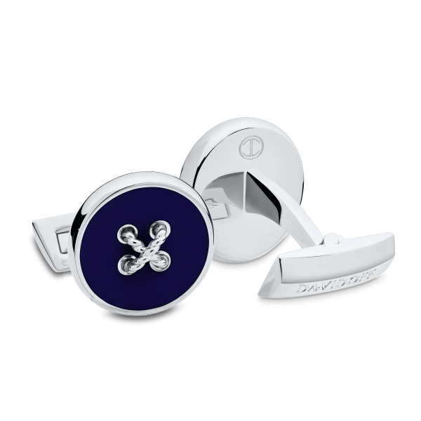 davidoff ESSENTIALS Cufflinks Round - Rhodium / Blue
