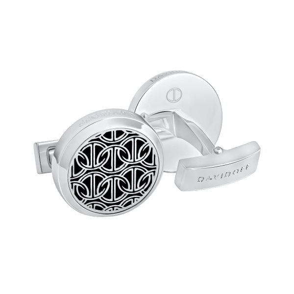 davidoff ZINO Cufflinks Round - Rhodium / Black