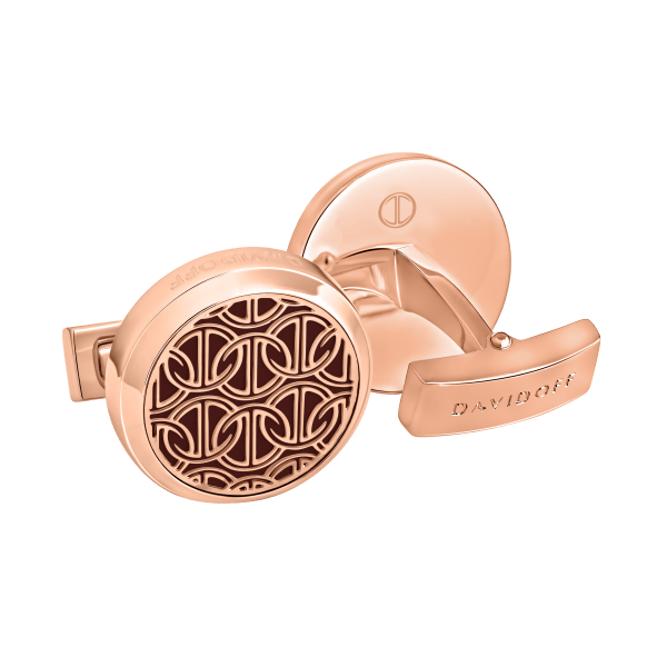 davidoff ZINO Cufflinks Round - Rose Gold / Red