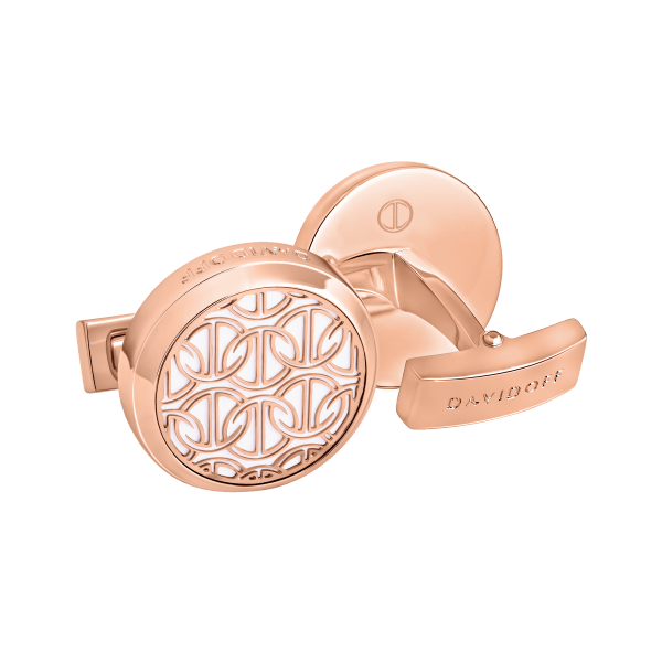 davidoff ZINO Cufflinks Round - Rose Gold / White