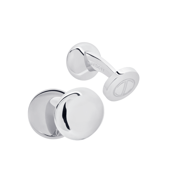 davidoff ESSENTIALS Cufflinks Mini Size Round - Rhodium