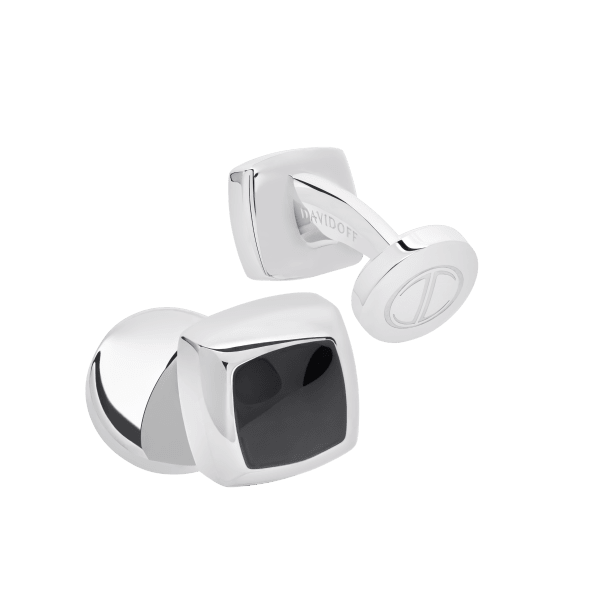 davidoff ESSENTIALS Cufflinks Mini Size Square - Rhodium/Black