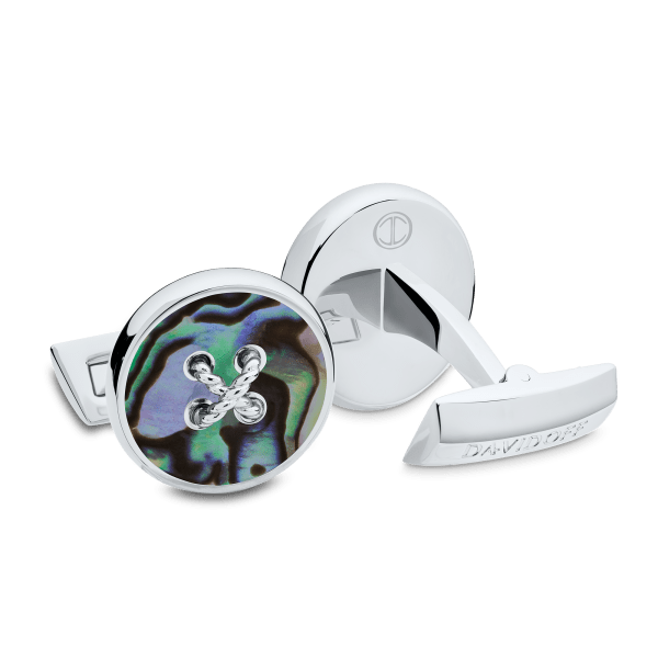 davidoff ESSENTIALS Cufflinks Round - Rhodium / Abalone