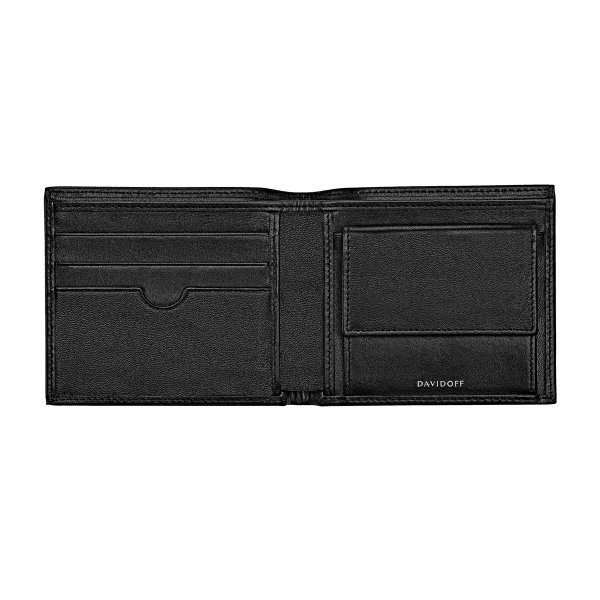 Davidoff ESSENTIALS Wallet 3CC + 2 Pockets & Coin - Black