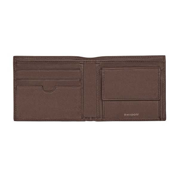 Davidoff ESSENTIALS Wallet 3CC + 2 Pockets & Coin - Brown