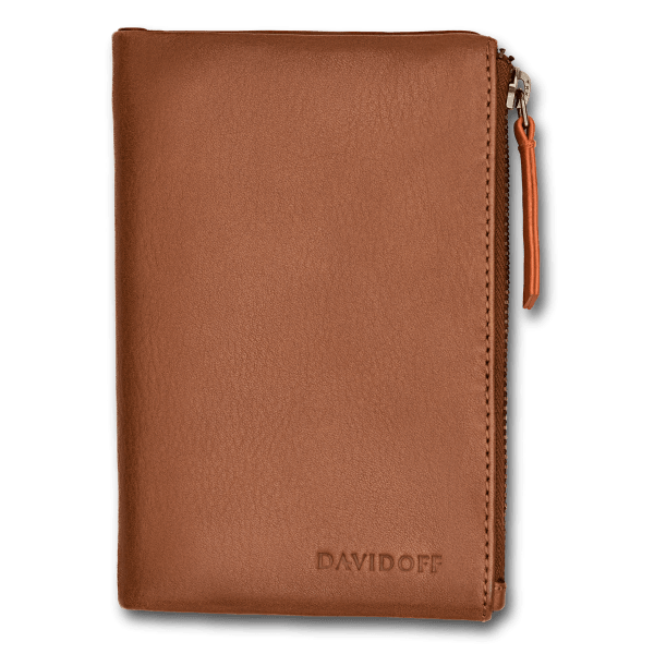 davidoff ESSENTIALS Wallet 6CC + 6P + 1 Window + zipped Coin - Cognac