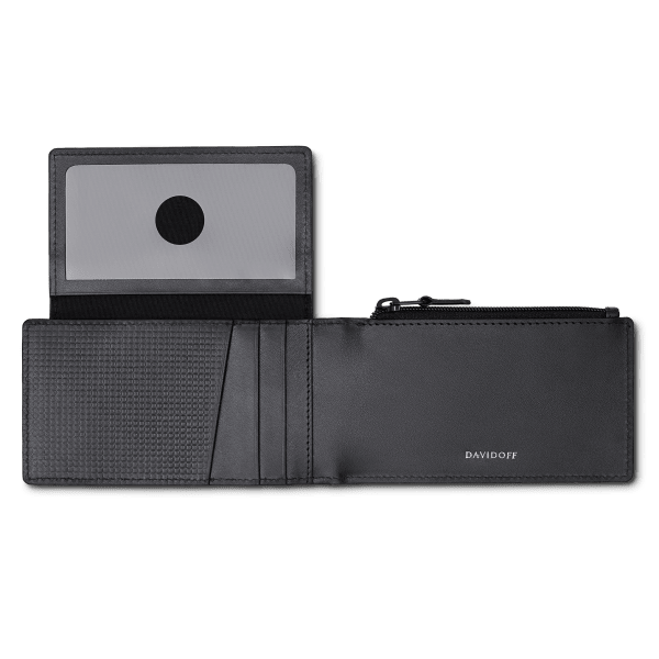 Davidoff PARIS Credit Card Holder 6CC + 1WN + Zip - Black