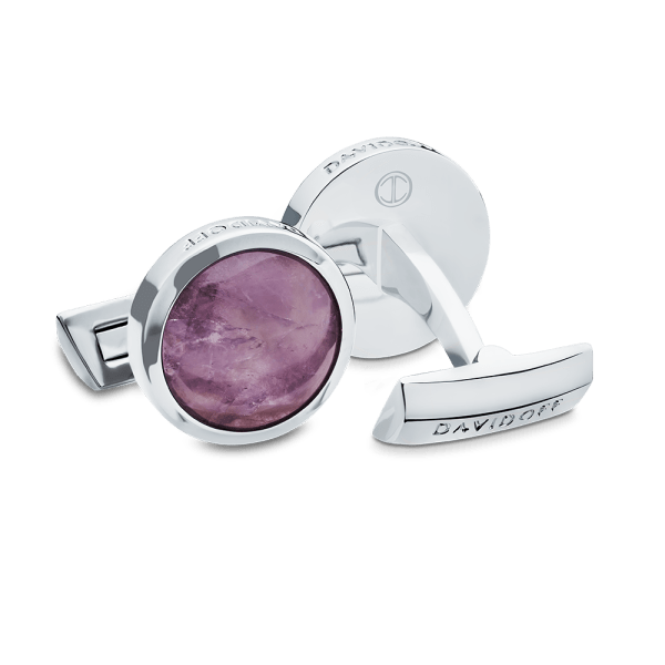 davidoff PRECIOUS STONES Cufflinks Round - Rhodium / Amethyst
