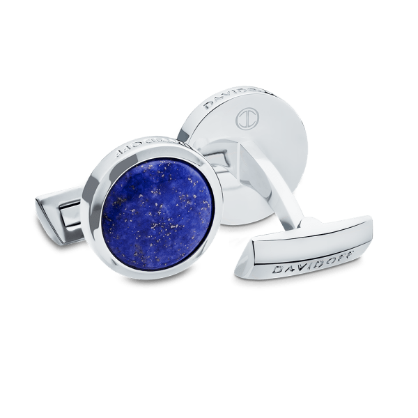 davidoff PRECIOUS STONES Cufflinks Round - Rhodium / Lapislazuli