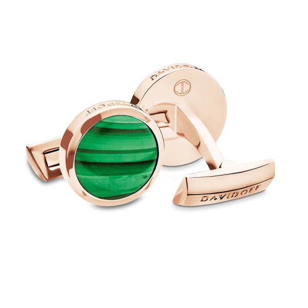 davidoff PRECIOUS STONES Cufflinks Round - Rose Gold / Malachite