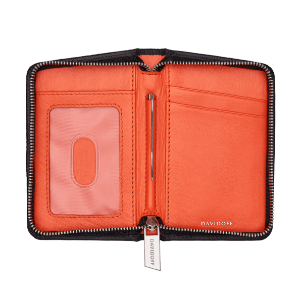 Davidoff ZINO Credit Card Holder 2CC+1WN+MC - Black/orange