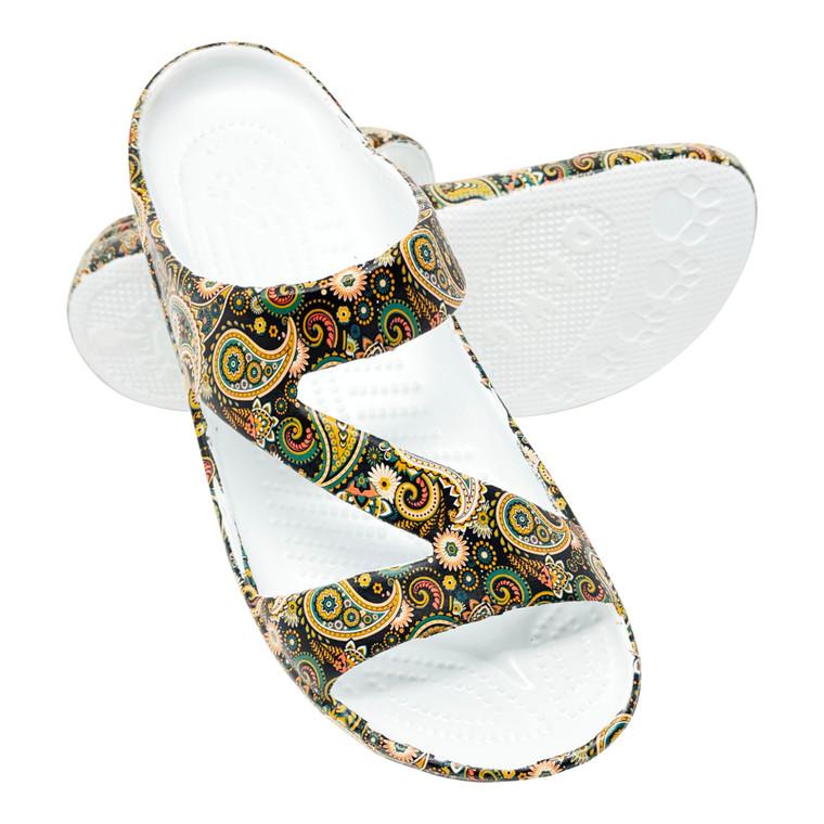 Dawgs Women's PAW Print Z Sandals - Paisley Gold