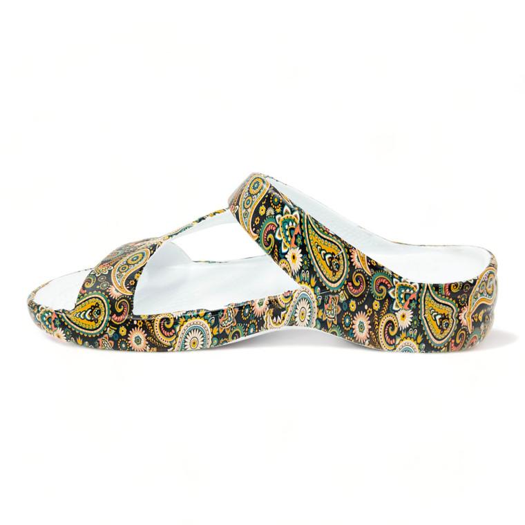 Dawgs Women's PAW Print Z Sandals - Paisley Gold