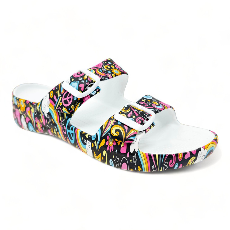 Dawgs Women's PAW Print Adjustable 2-Strap Sandals - Feelin' Groovy