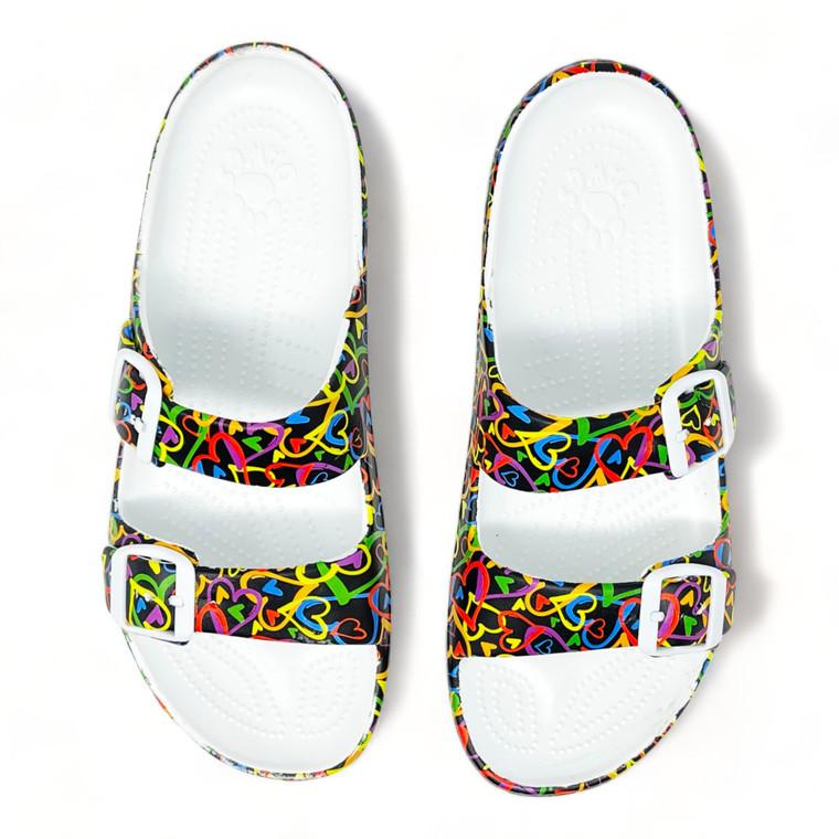 Dawgs Women's PAW Print Adjustable 2-Strap Sandals - Luv Generation