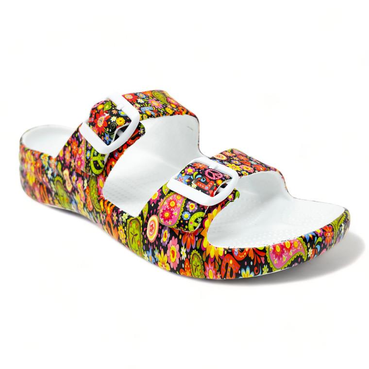 Dawgs Women's PAW Print Adjustable 2-Strap Sandals - Peace Out