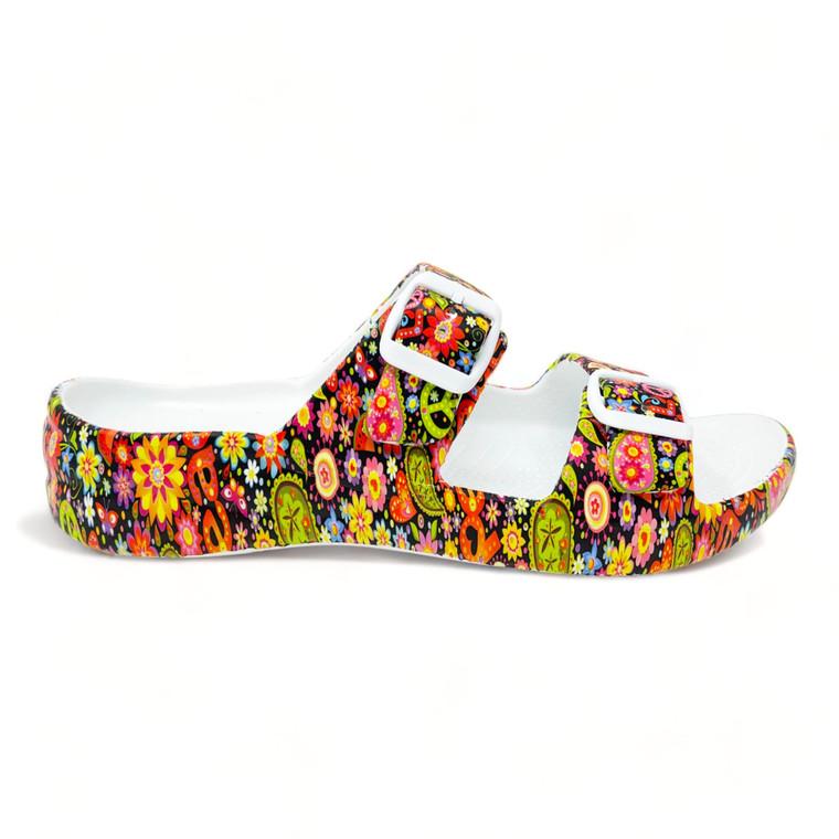 dawgs Women's PAW Print Adjustable 2-Strap Sandals - Peace Out