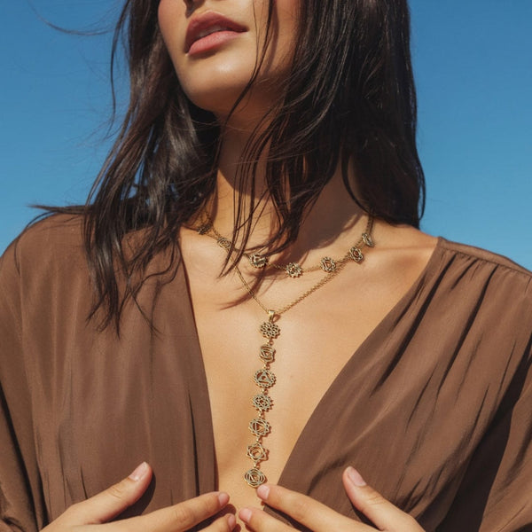 daya 7-Chakra Necklace 14K Gold Plated