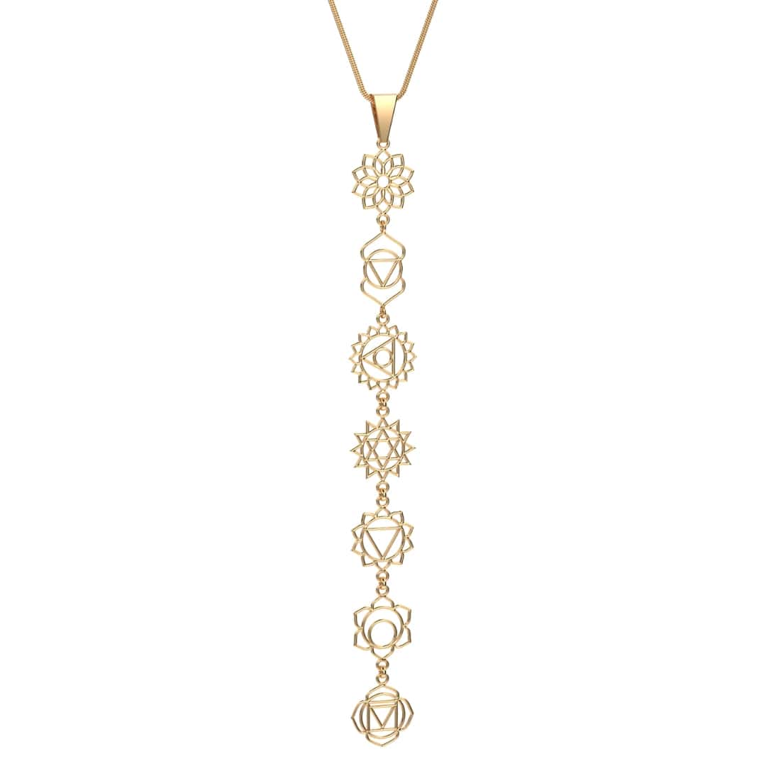 daya 7-Chakra Necklace 14K Gold Plated