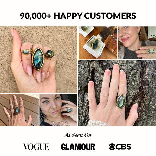 Daya Aryia Labradorite Ring Pure Brass