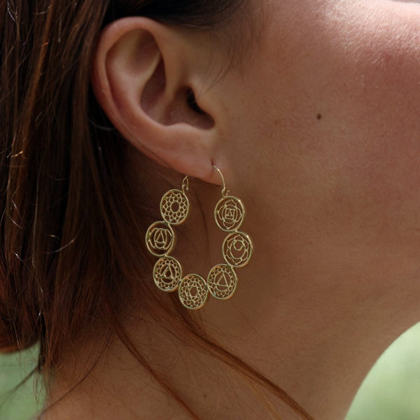 Daya Chakra Hoops 14K Gold